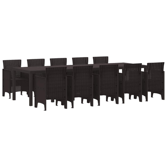 Garden Dining Set 11 pcs Brown Rattan