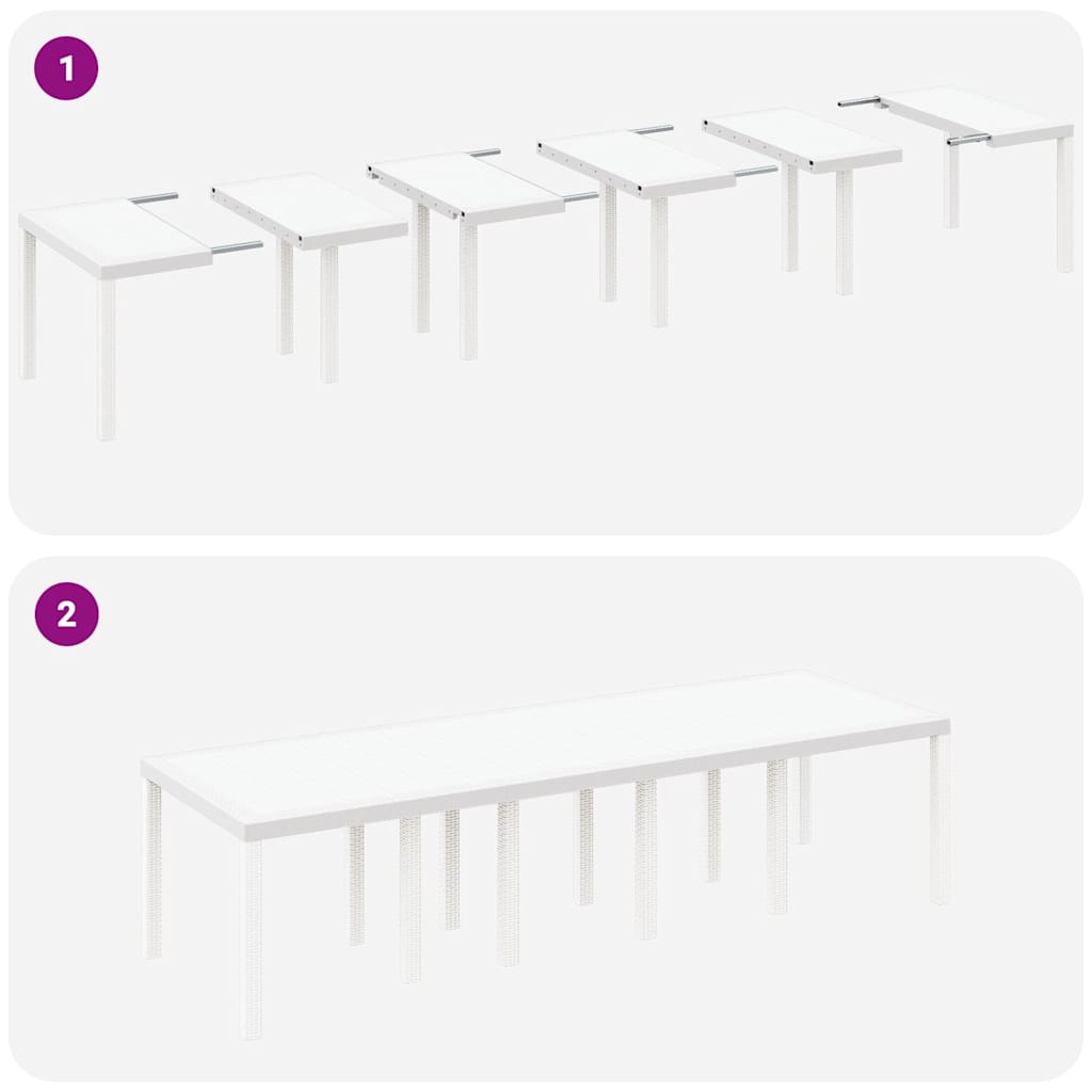 Garden Dining Set 11 pcs White Rattan and Steel