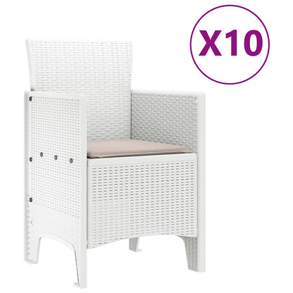 Garden Dining Set 11 pcs White and Taupe Synthetic rattan