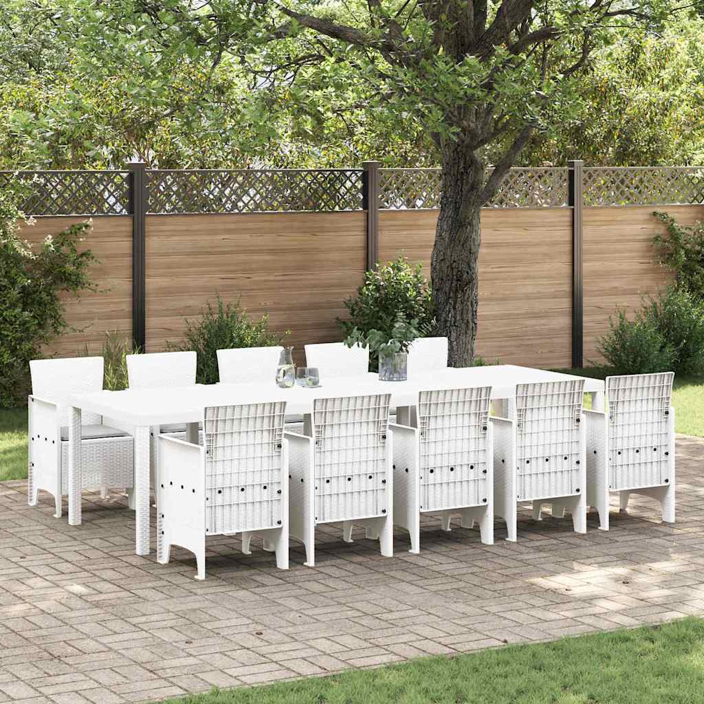 Garden Dining Set with Cushion 11 pcs White and Light grey