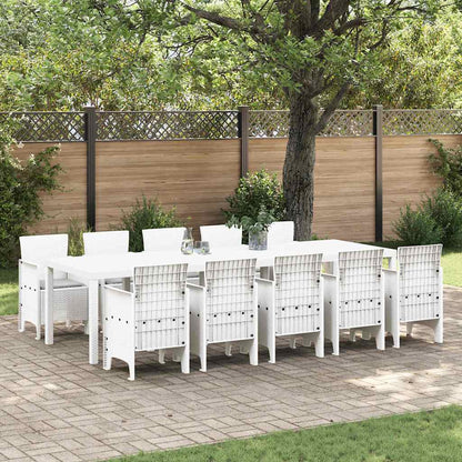 Garden Dining Set with Cushion 11 pcs White and Light grey