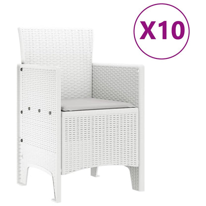 Garden Dining Set 11 pcs White and Light grey