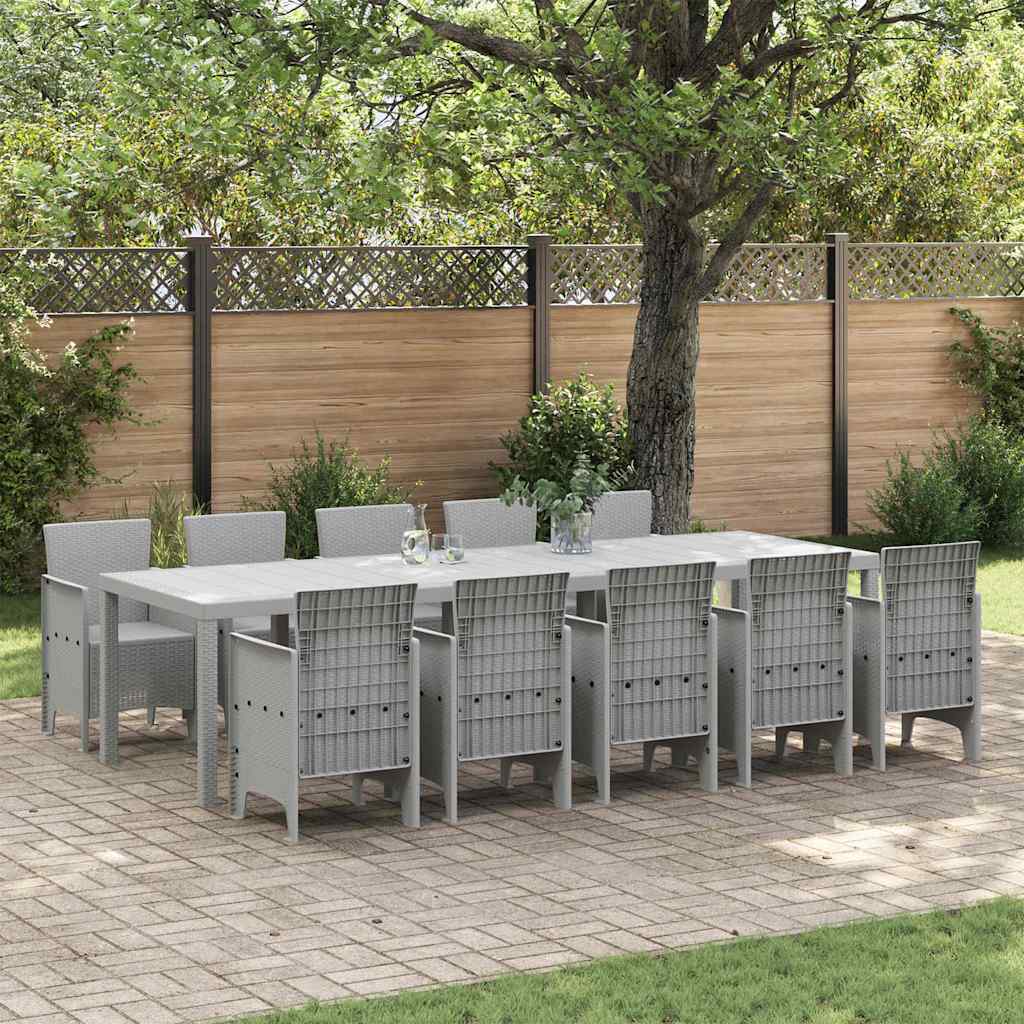 Garden Dining Set 11 pcs Light grey Polypropylene