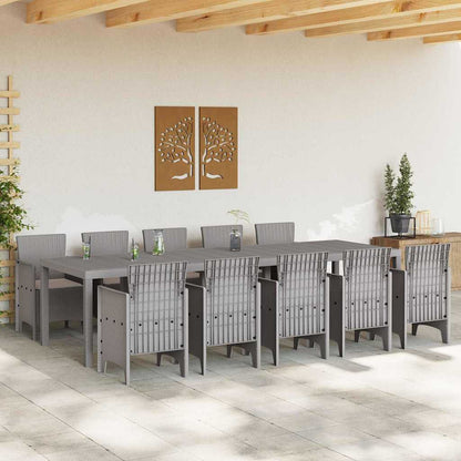 Garden Dining Set 11 pcs Light grey Poly rattan