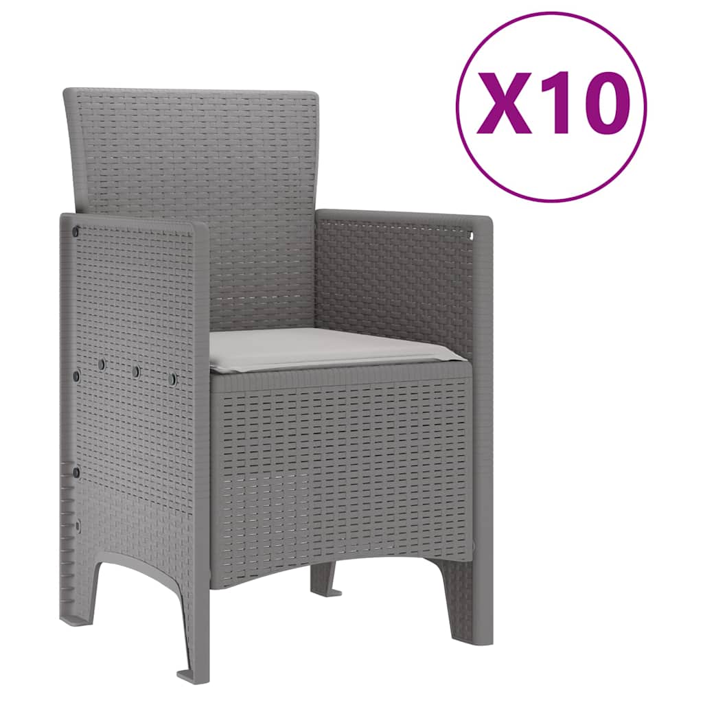 Garden Dining Set 11 pcs Light grey Rattan and Aluminium