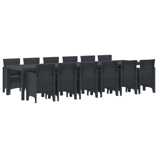 Garden Dining Set 13 pcs Anthracite Polt rattan