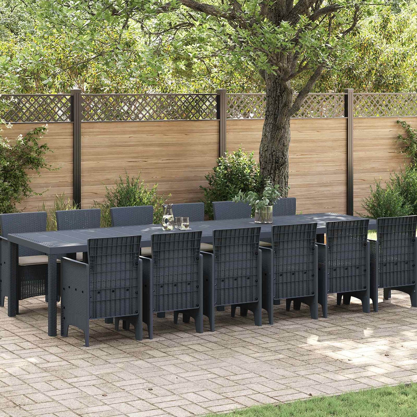 Garden Dining Set 13 pcs Anthracite Polt rattan