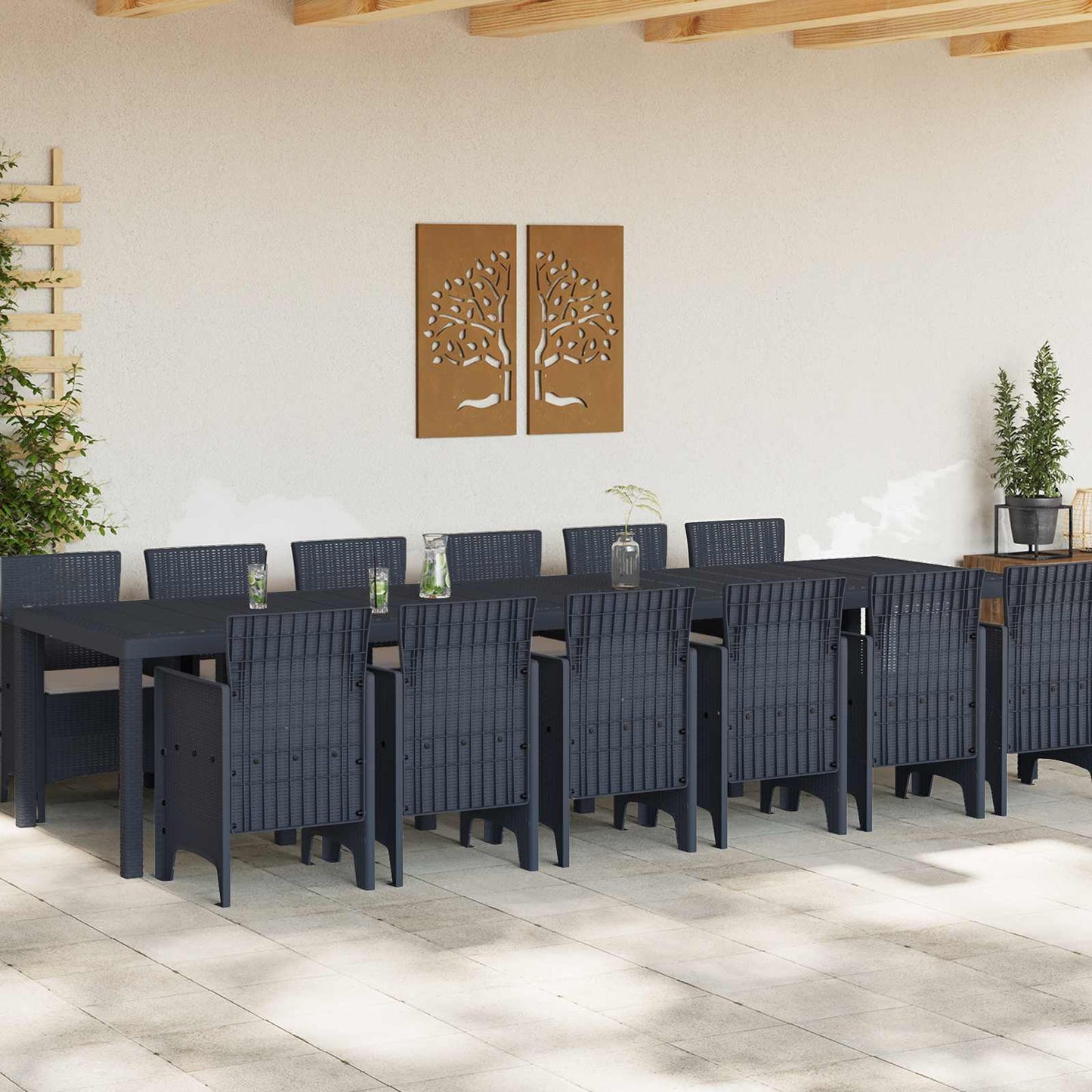 Garden Dining Set 13 pcs Anthracite Polt rattan