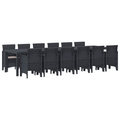 Garden Dining Set 13 pcs Anthracite Polt rattan