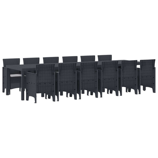 Garden Dining Set 13 pcs Anthracite Polt rattan