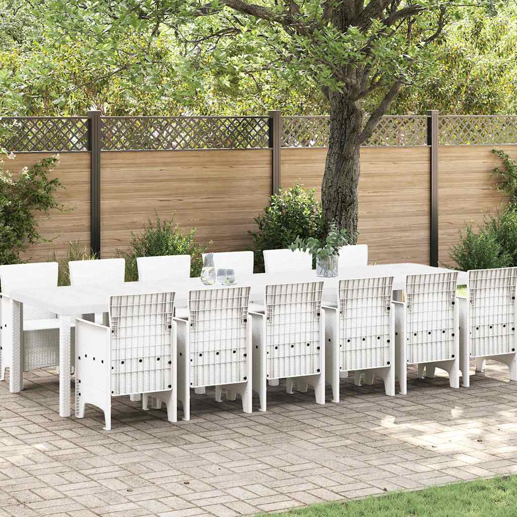Garden Dining Set 13 pcs White Polt rattan