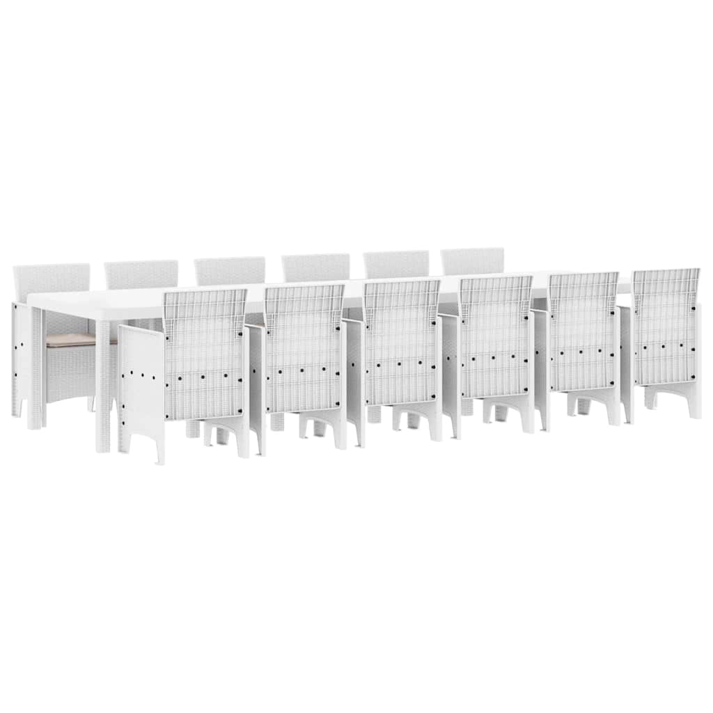 Garden Dining Set 13 pcs White Polt rattan