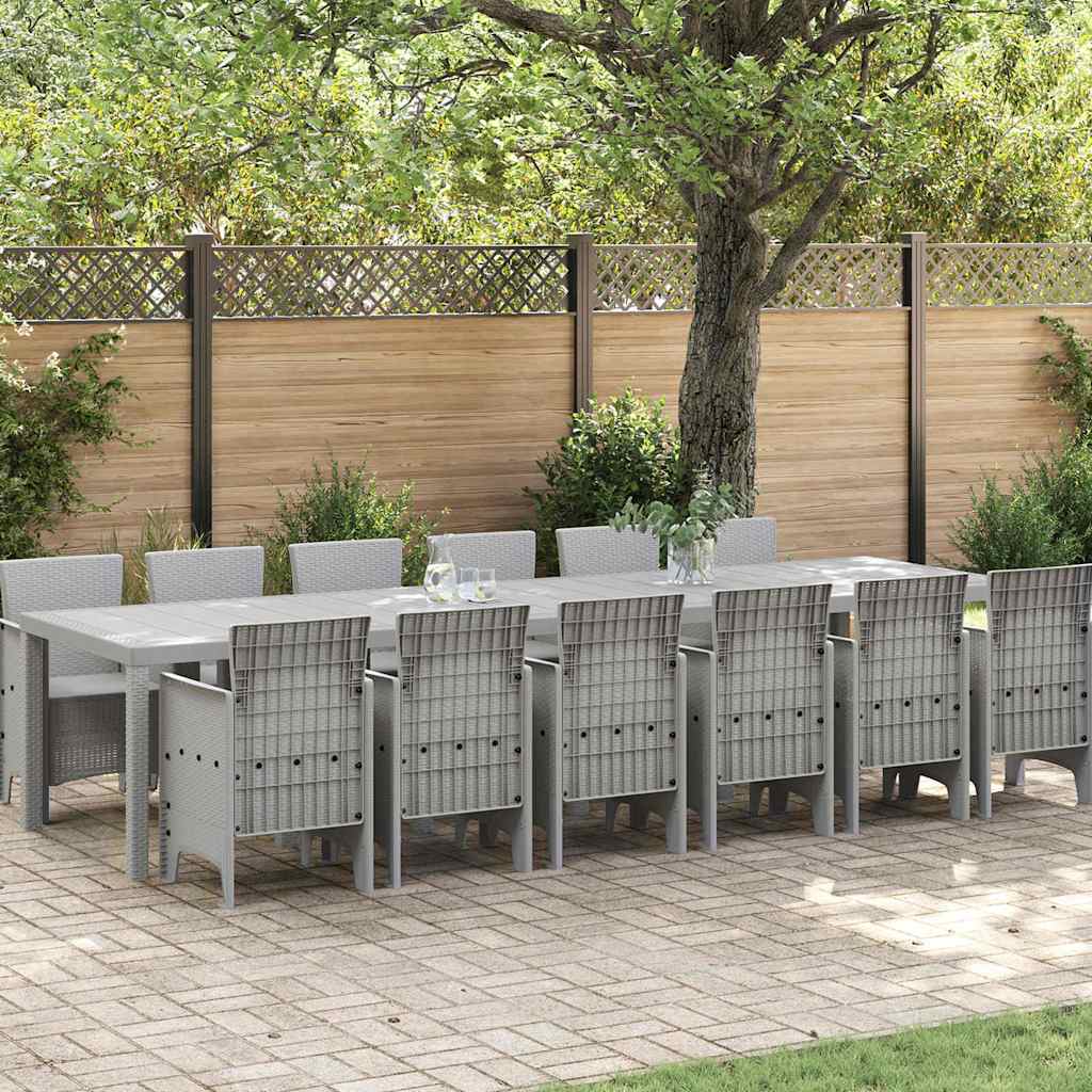 Garden Dining Set 13 pcs Light Grey Polt rattan