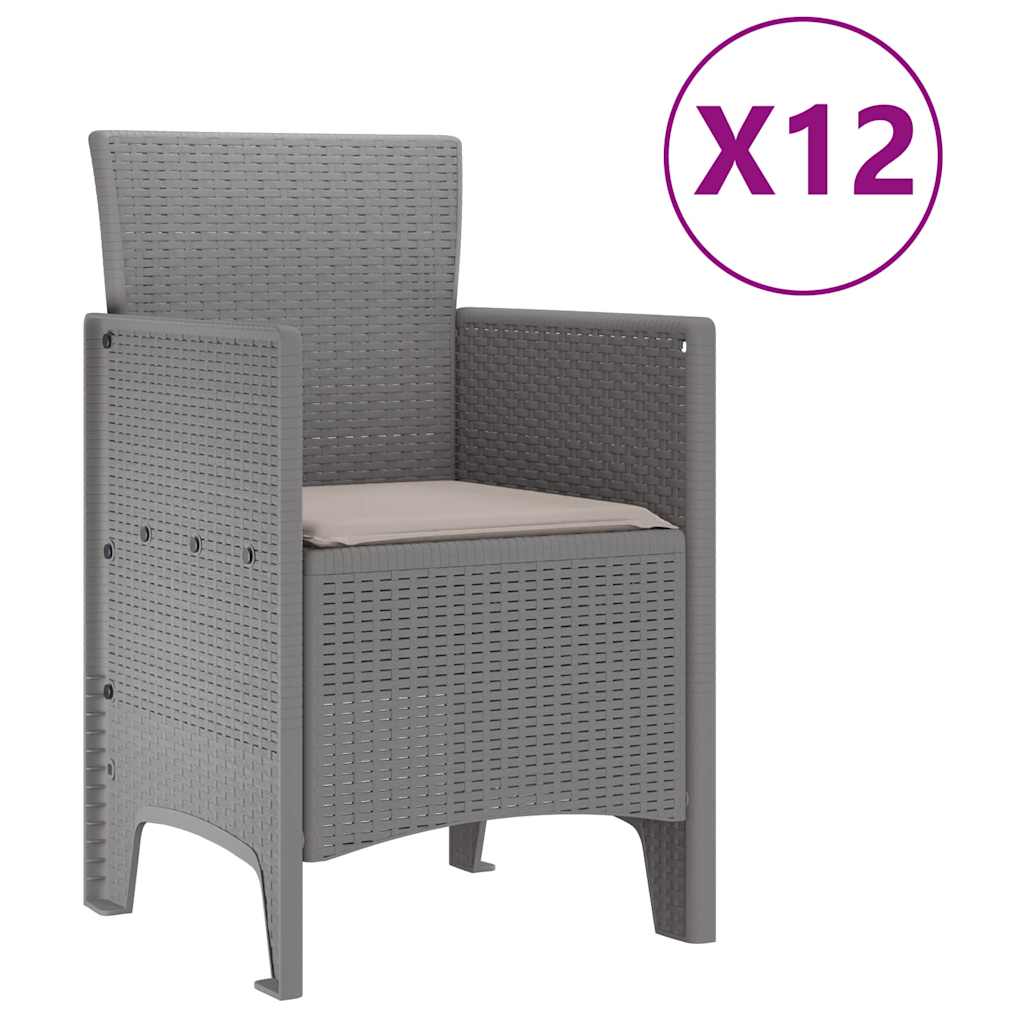 Garden Dining Set 13 pcs Light Grey Polt rattan