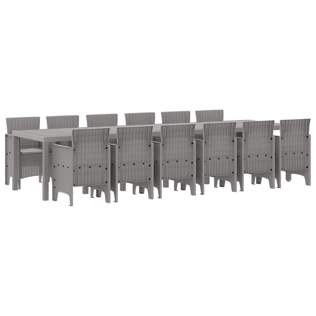 Garden Dining Set 13 pcs Light Grey Polt rattan