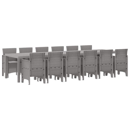 Garden Dining Set 13 pcs Light Grey Polt rattan