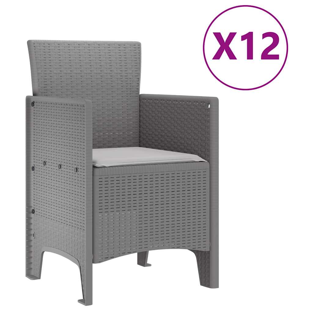 Garden Dining Set 13 pcs Light Grey Polt rattan