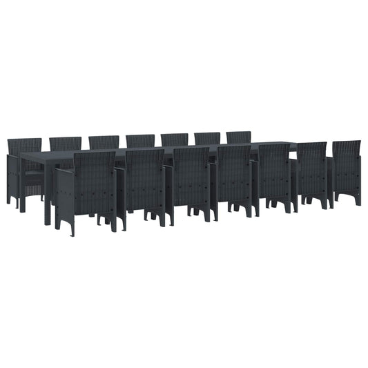 Garden Dining Set with Cushions 15 pcs Anthracite PP