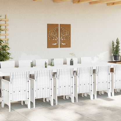 Garden Dining Set with Cushions 15 pcs White PP