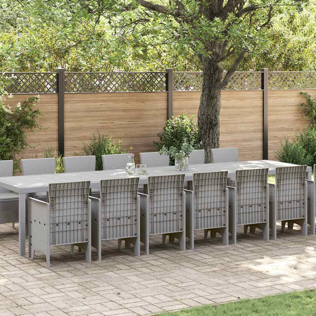 Garden Dining Set with Cushions 15 pcs Light Grey PP