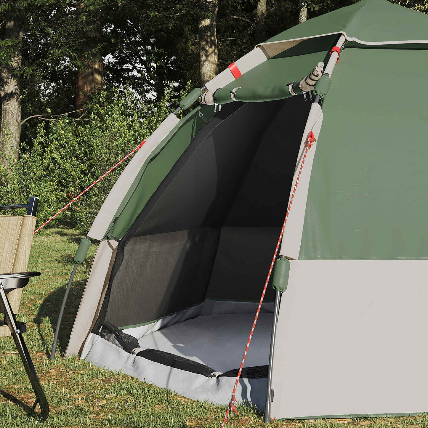 Instant Tent with Rainfly 4-Person Quick-Release Green