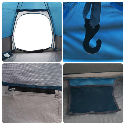 Instant Tent with Rainfly 4-Person Quick-Release with Roof Blue