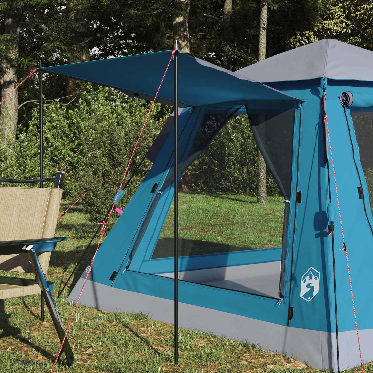 Instant Tent with Rainfly 3-Person Quick-Release with Roof Blue