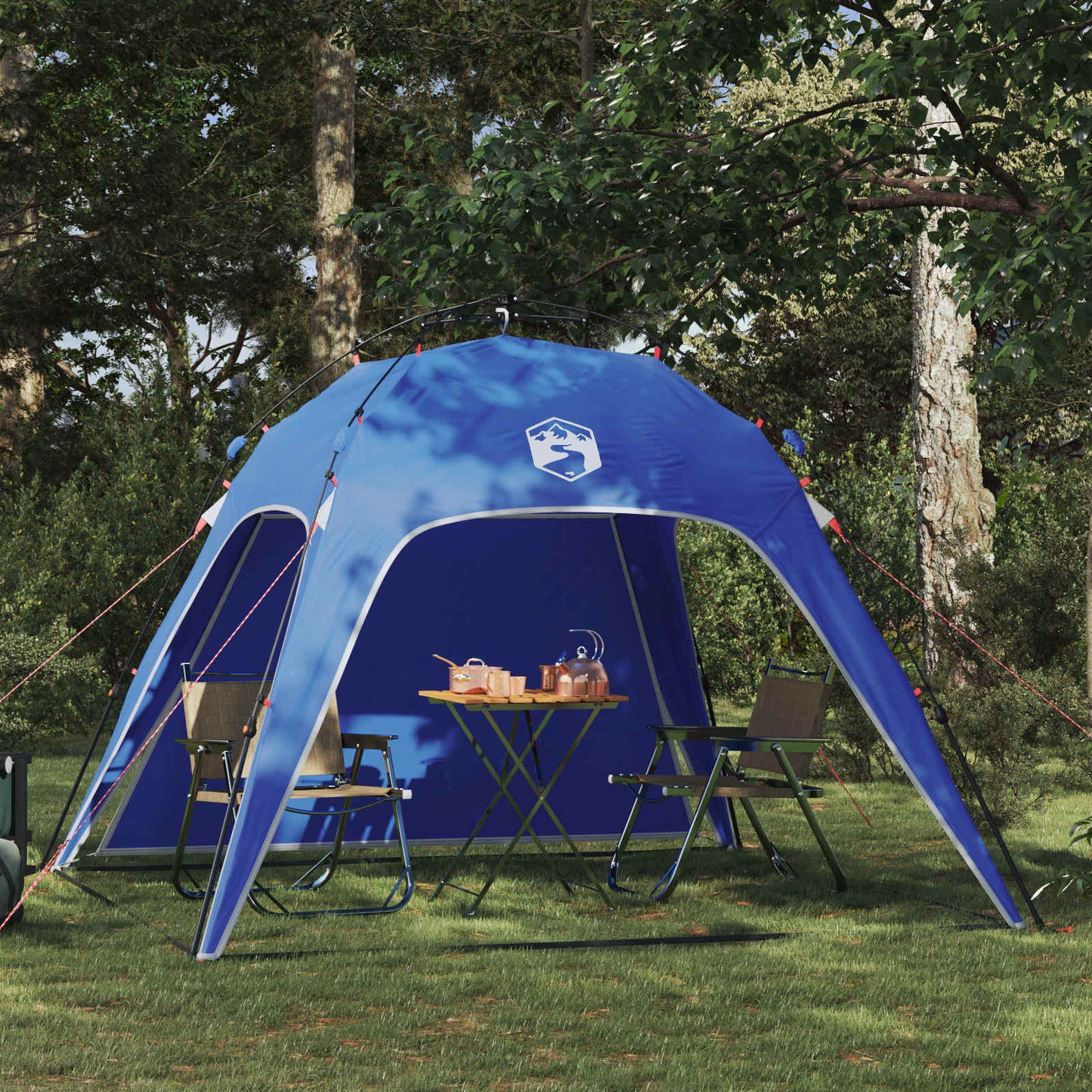 Instant Tent 4-Person Quick-Release Azure Blue 185T Polyester