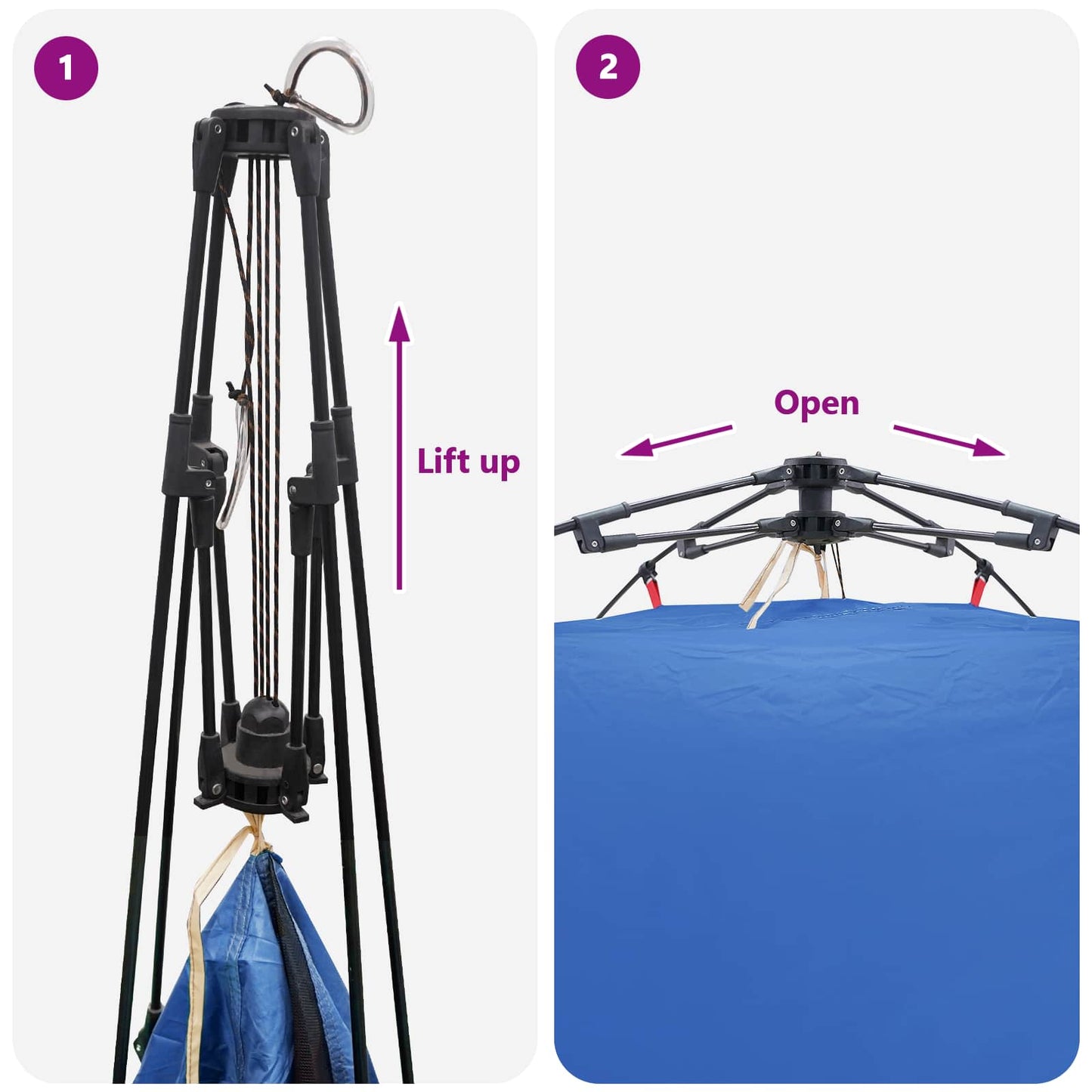 Instant Tent 4-Person Quick-Release Azure Blue 185T Polyester