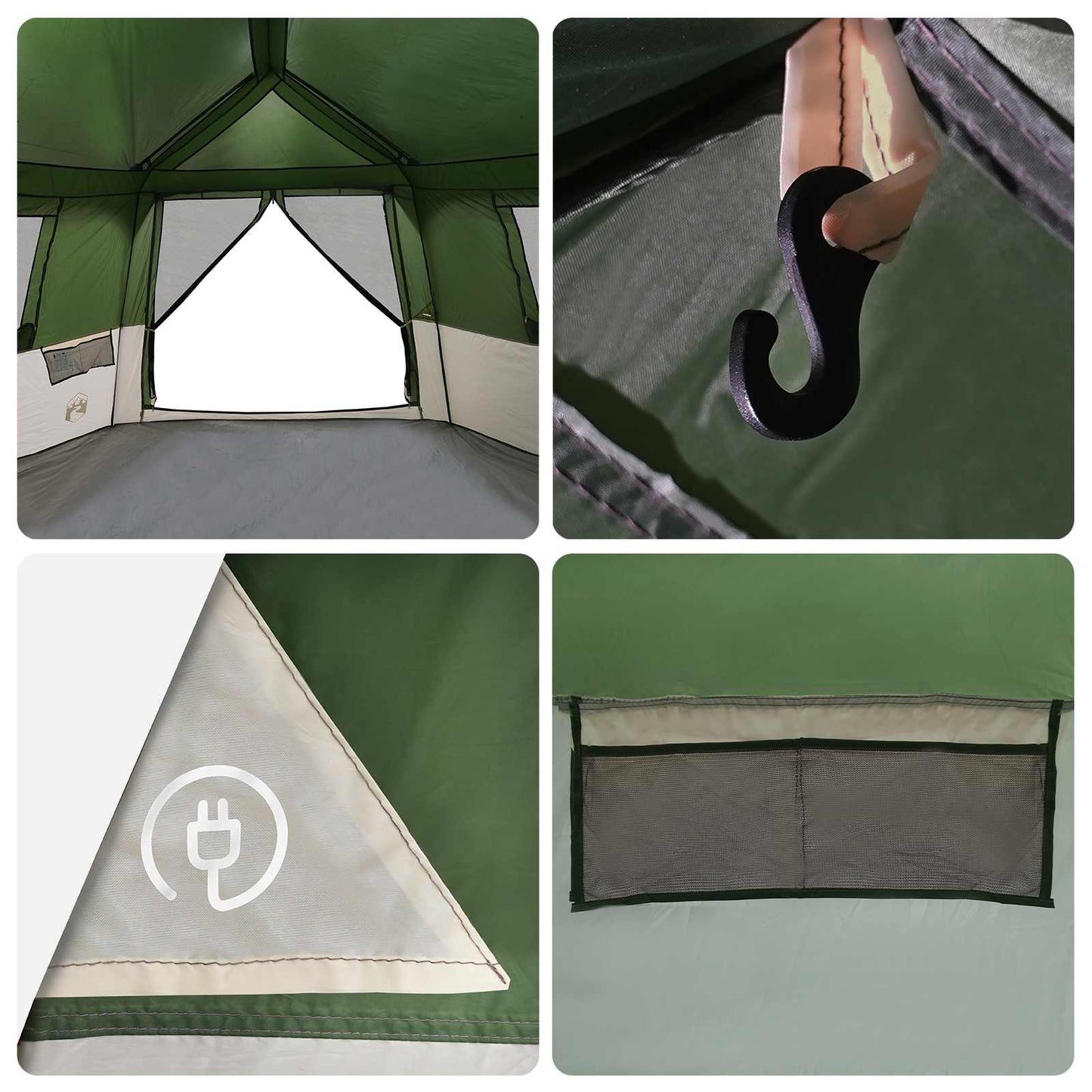 Instant Tent with Rainfly 12-Person Quick-Release Green