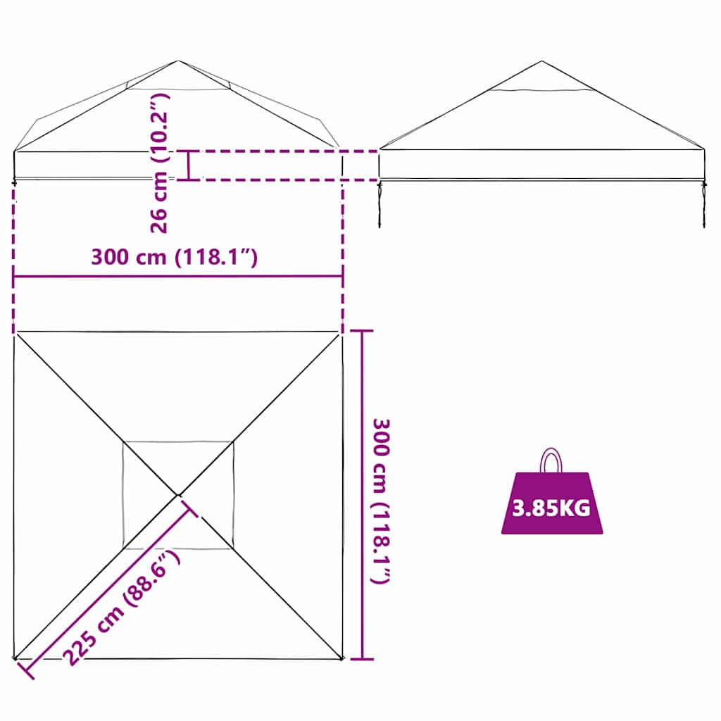 Gazebo Cover Replacement 300 x 300 x 26 cm Transparent PVC