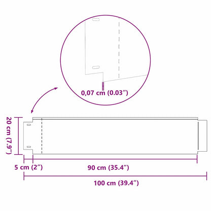 Lawn Fence Galvanized Color 100 x 20 x 0.07 cm Galvanized Steel