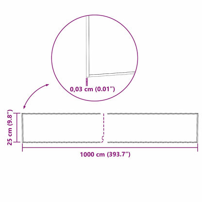 Lawn Edge Silver 1000 x 25 x 0.03 cm