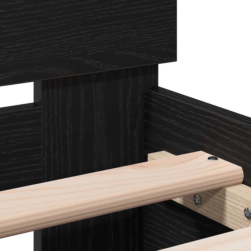 Bed Frame Black Oak 203 x 95 x 70 cm Engineered Wood