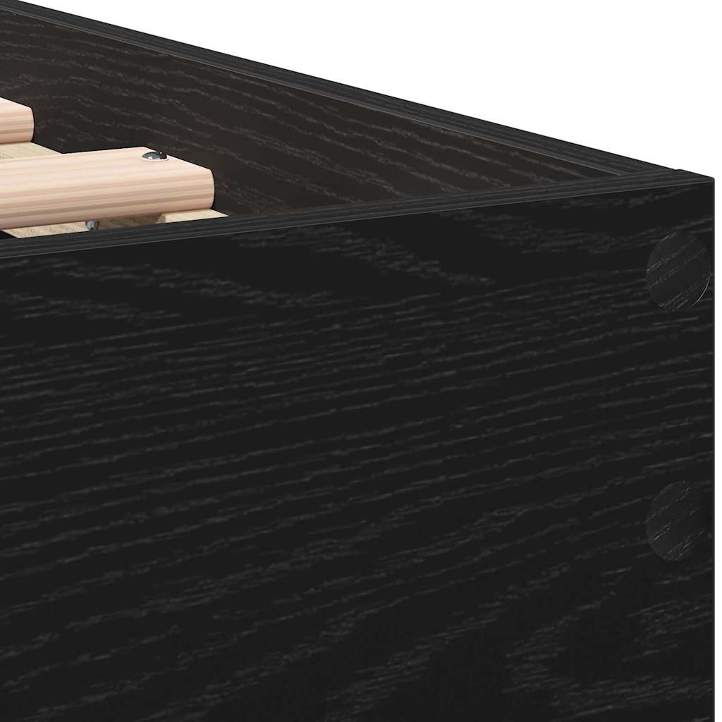 Bed Frame Black Oak 203 x 95 x 70 cm Engineered Wood
