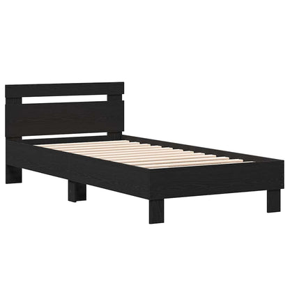 Bed Frame Black Oak 203 x 95 x 70 cm Engineered Wood