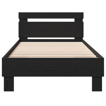 Bed Frame Black Oak 203 x 95 x 70 cm Engineered Wood
