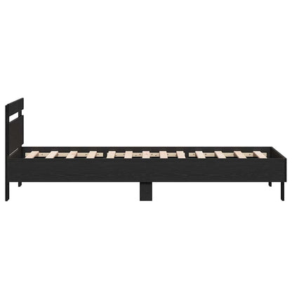 Bed Frame Black Oak 203 x 95 x 70 cm Engineered Wood