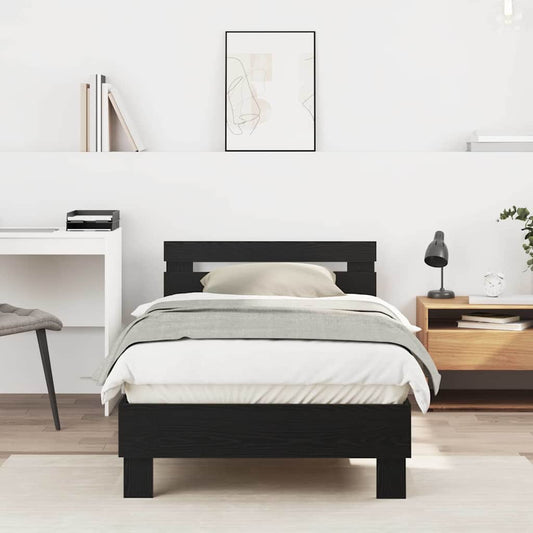 Bed Frame Black Oak 193 x 95 x 88 cm Engineered Wood