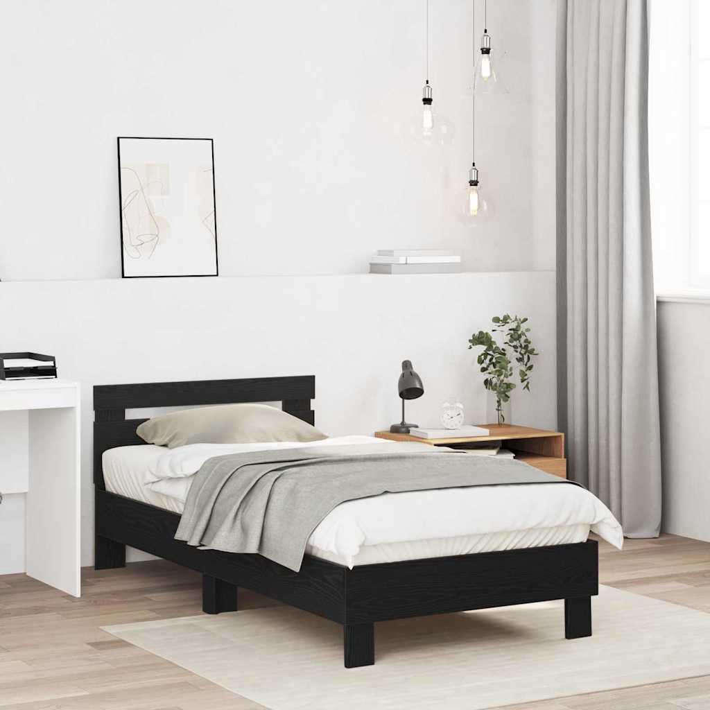 Bed Frame Black Oak 193 x 95 x 88 cm Engineered Wood