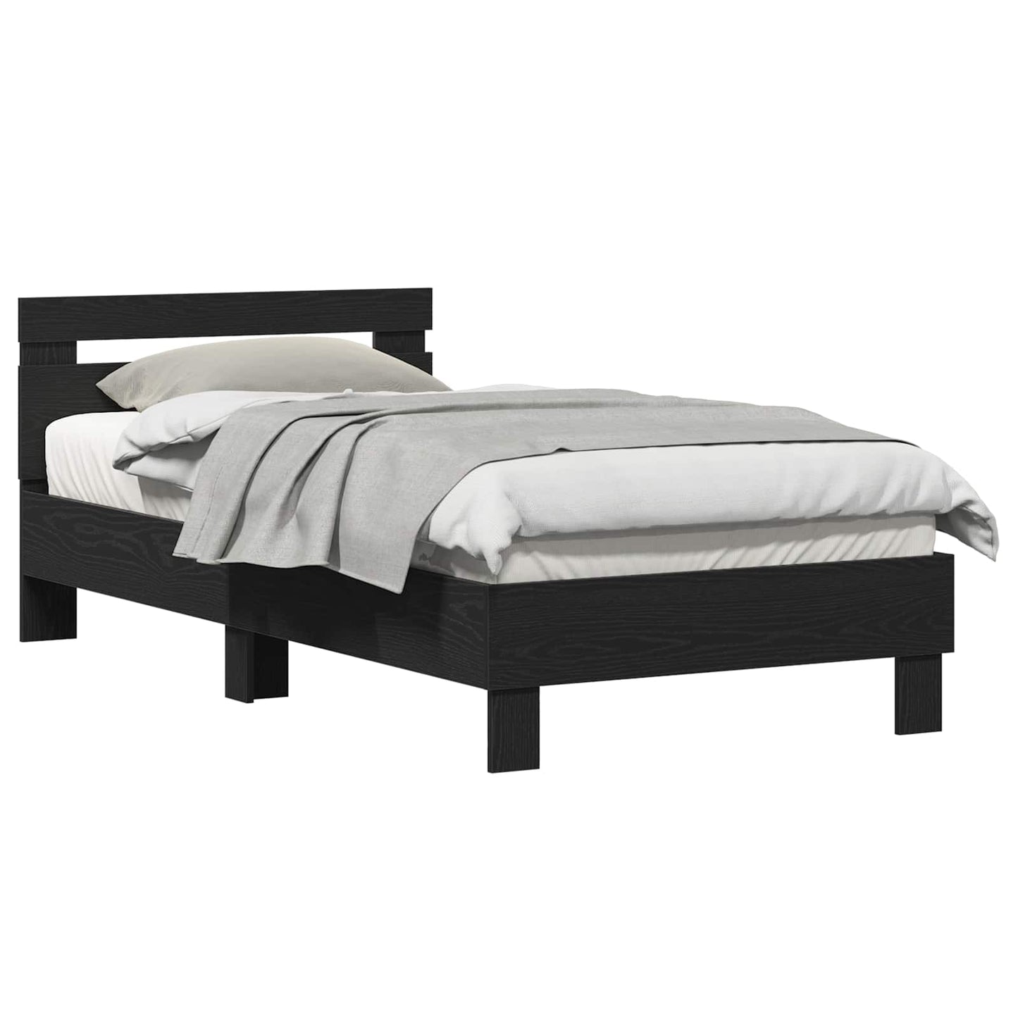 Bed Frame Black Oak 193 x 95 x 88 cm Engineered Wood