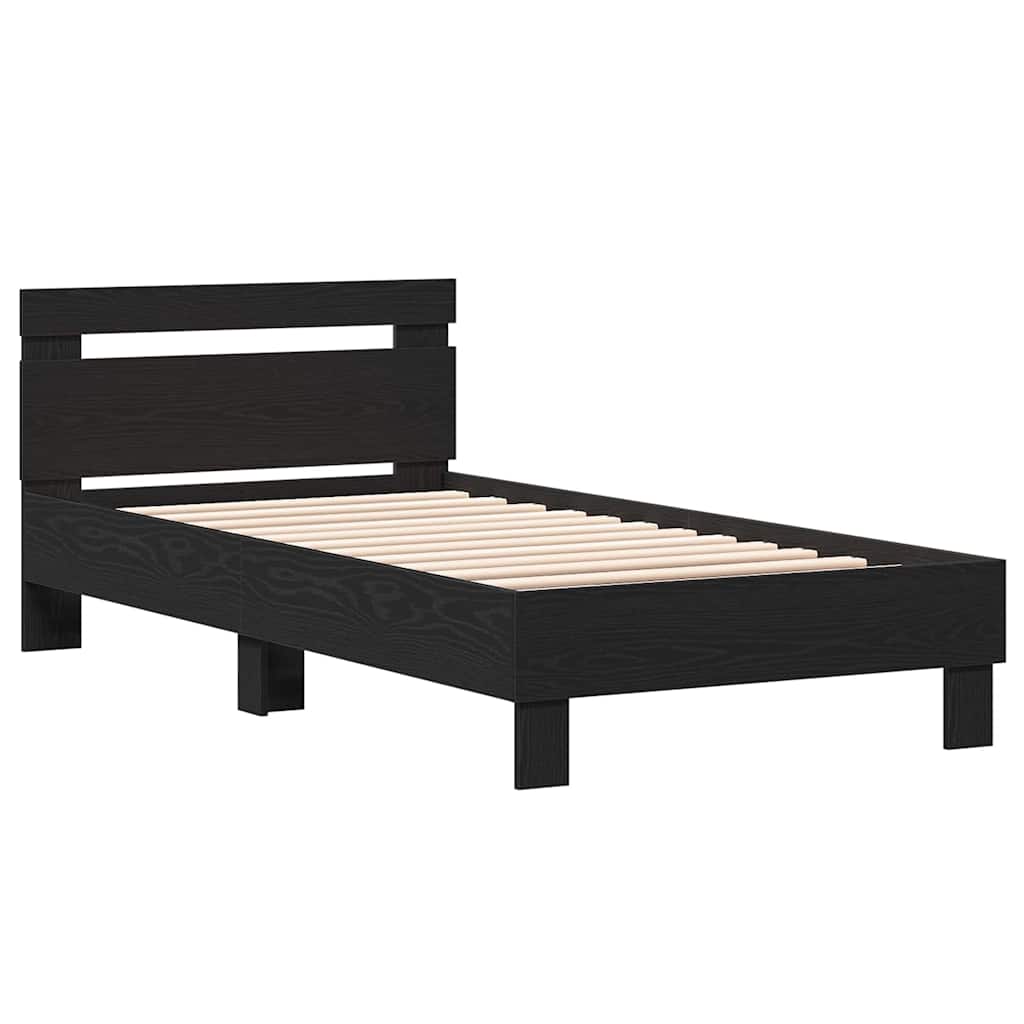 Bed Frame Black Oak 193 x 95 x 88 cm Engineered Wood