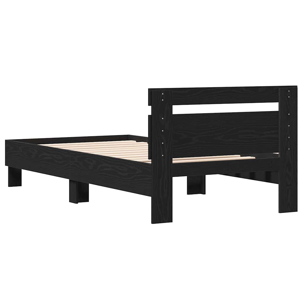 Bed Frame Black Oak 193 x 95 x 88 cm Engineered Wood