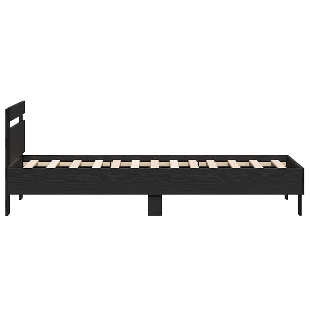 Bed Frame Black Oak 193 x 95 x 88 cm Engineered Wood