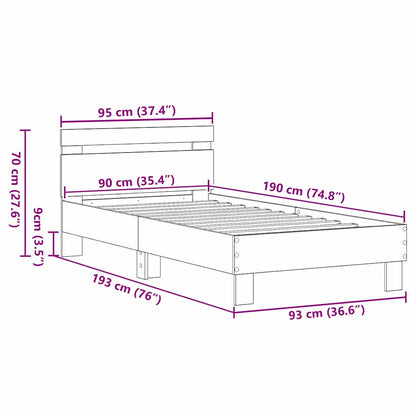 Bed Frame Black Oak 193 x 95 x 88 cm Engineered Wood