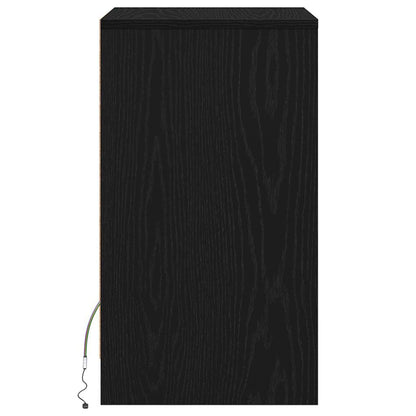 LED Bedside Cabinet with Drawer 2 pcs Black oak 38 x 34 x 61 cm