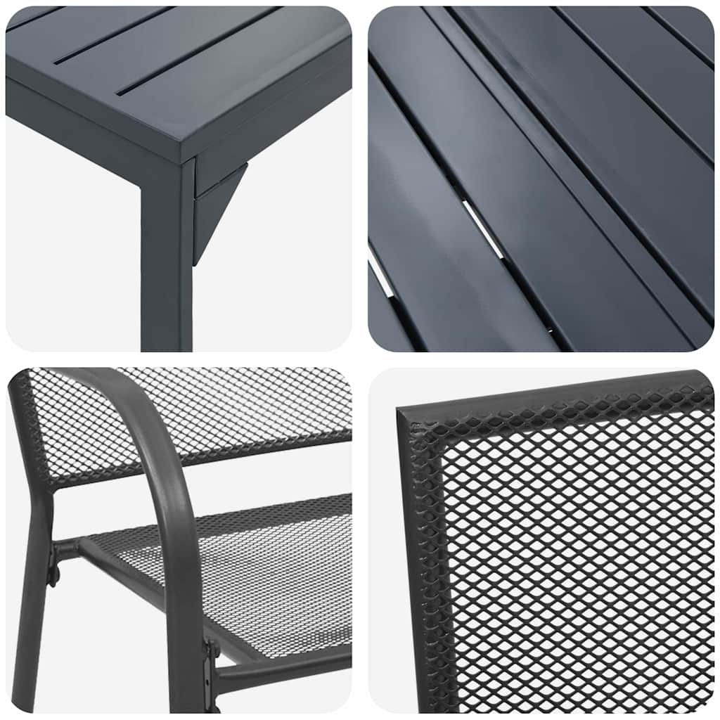 Garden Dining Set 7 pcs Anthracite Powder-coated Steel