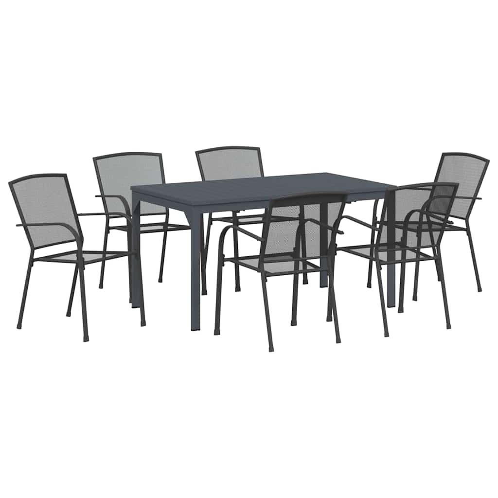 Garden Dining Set 7 pcs Anthracite Powder-coated Steel