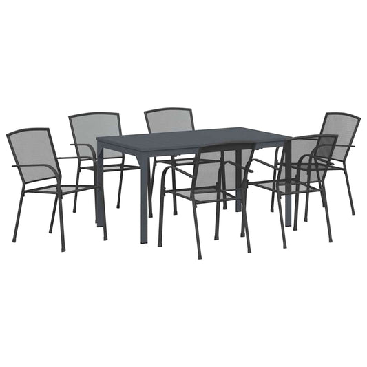 Garden Dining Set 7 pcs Anthracite Powder-coated Steel