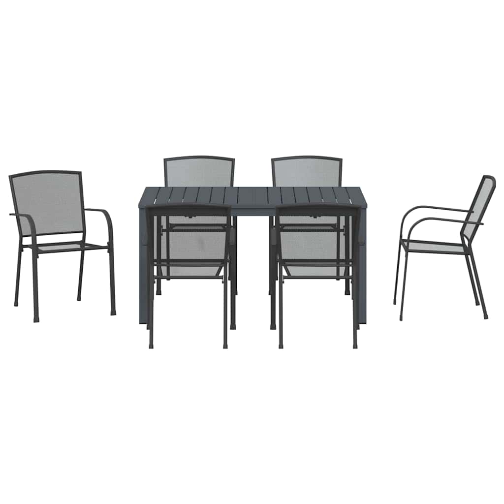 Garden Dining Set 7 pcs Anthracite Powder-coated Steel
